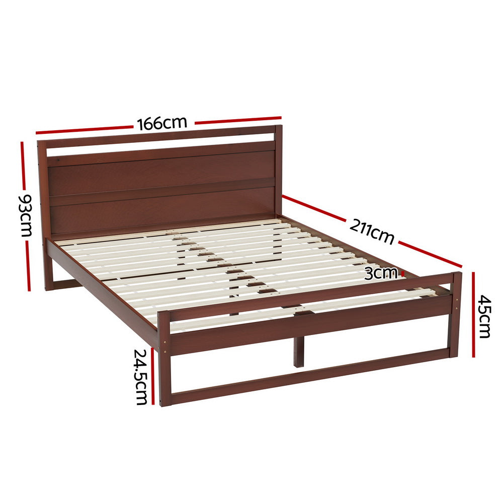 Nashville (Queen) Pinewood Bed Frame - Walnut