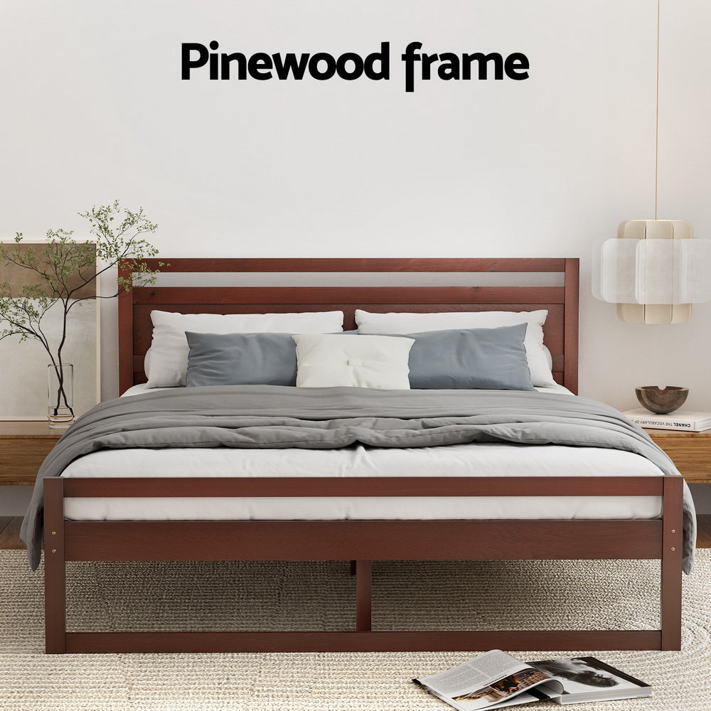 Nashville (Queen) Pinewood Bed Frame - Walnut