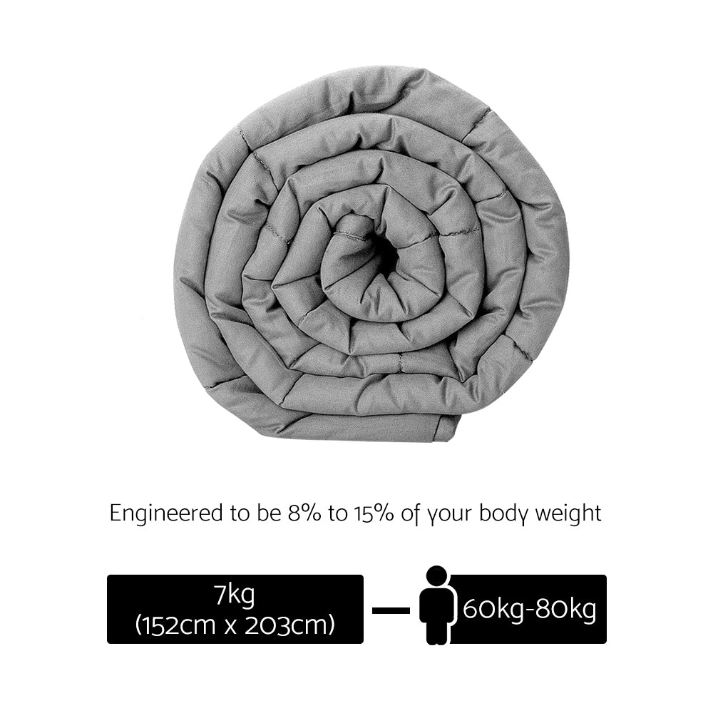 7KG Adult Weighted Blanket with Microfiber Cover - Light Grey Homecoze