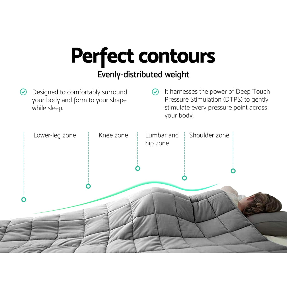 7KG Adult Weighted Blanket with Microfiber Cover - Light Grey Homecoze