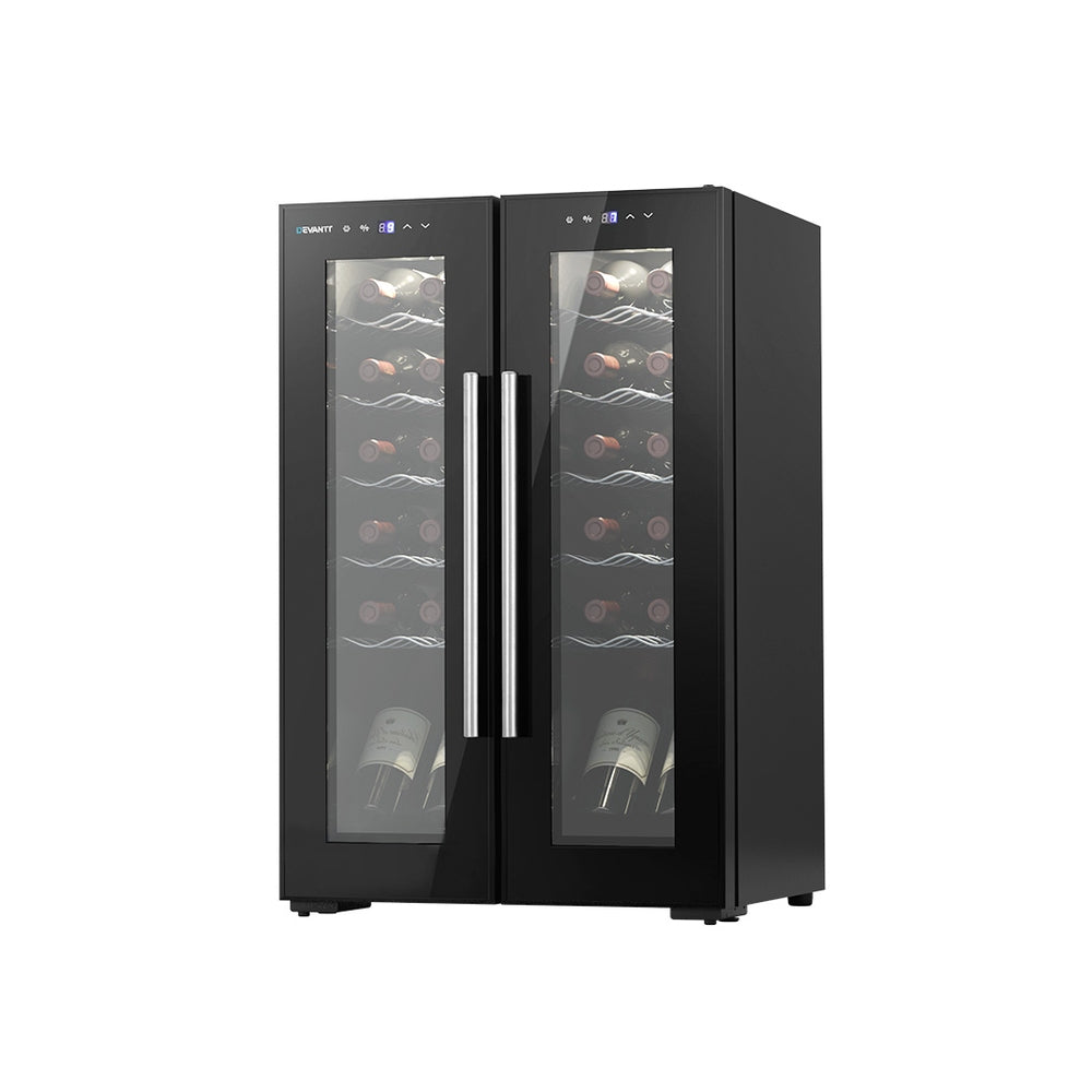 24-Bottle Dual Zone Wine Cooler Fridge - Black - Homecoze