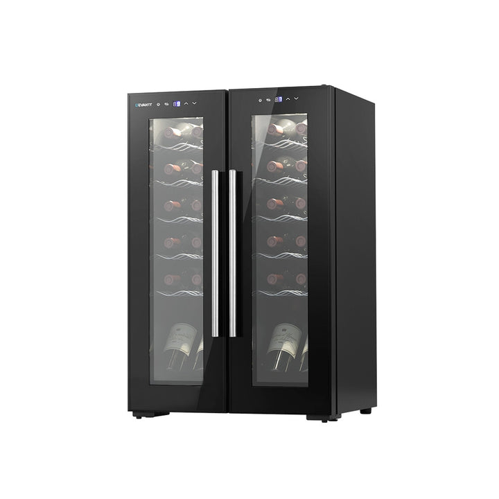 Wine Cooler Fridge 24 Bottle Dual Zone Storage Chiller - Black