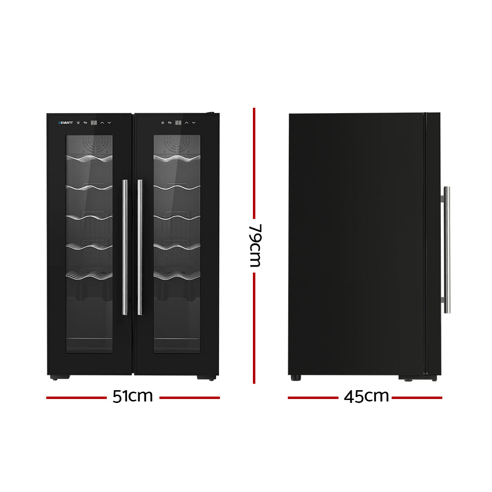 24-Bottle Dual Zone Wine Cooler Fridge - Black - Homecoze
