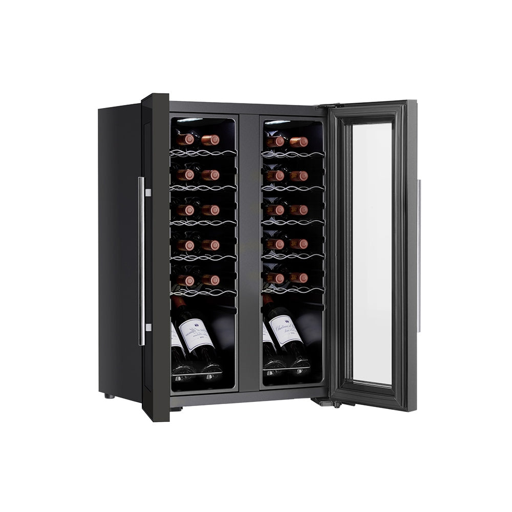 Wine Cooler Fridge 24 Bottle Dual Zone Storage Chiller - Black