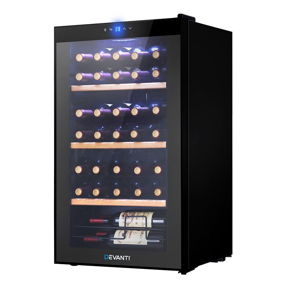 Wine Cooler 34 Bottle Thermoelectric Fridge Storage Chiller - Black Homecoze