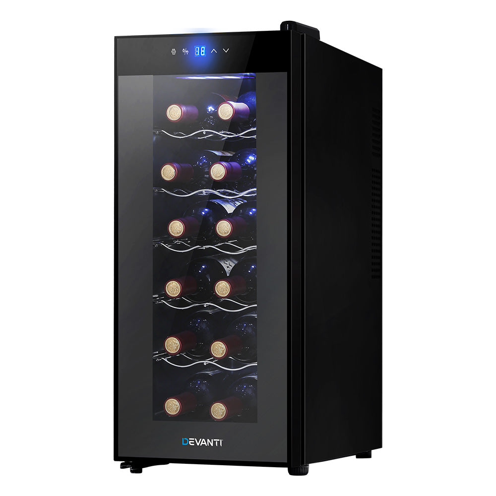 Mini Wine Cooler 12 Bottle Thermoelectric Fridge Storage Chiller - Black Homecoze
