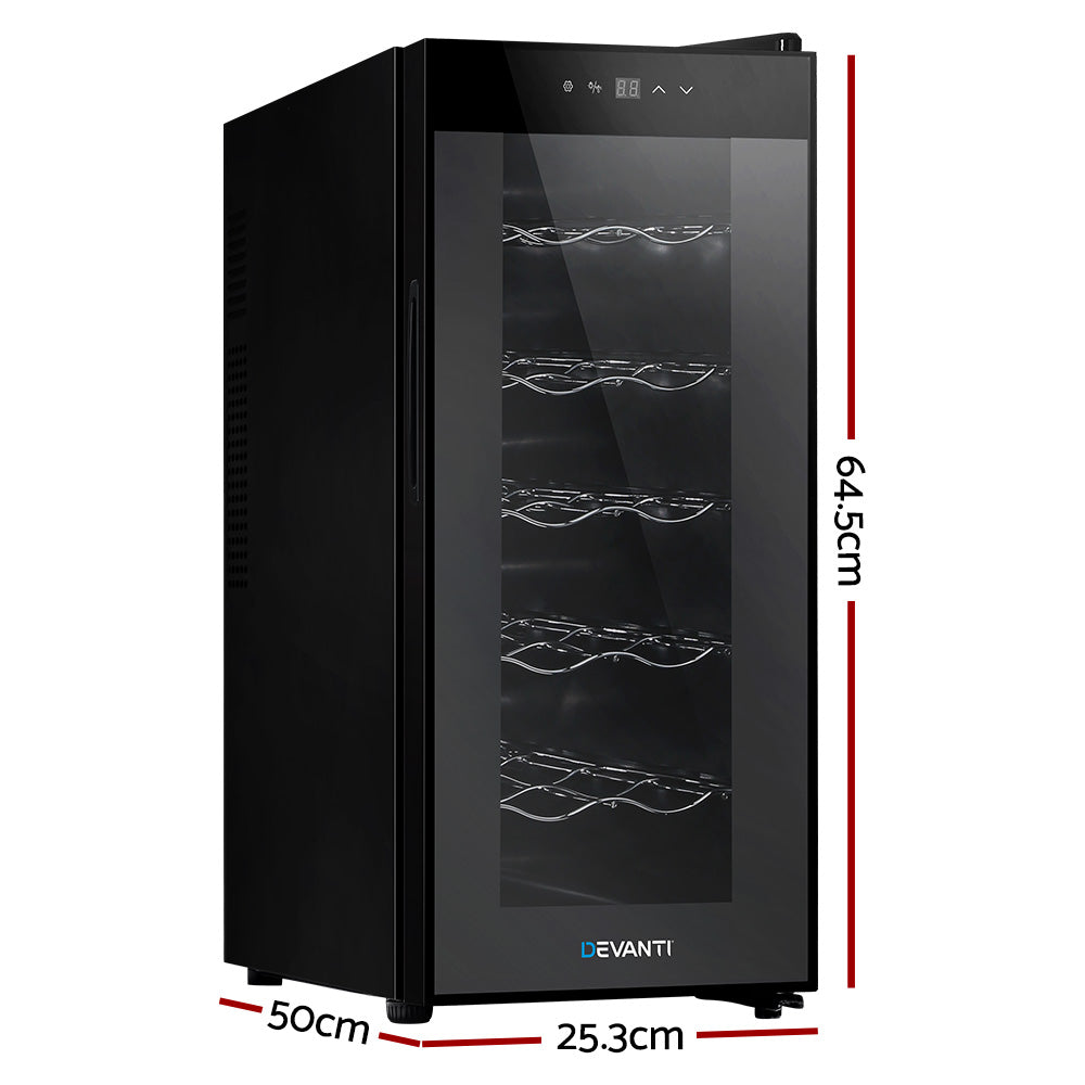Mini Wine Cooler 12 Bottle Thermoelectric Fridge Storage Chiller - Black Homecoze