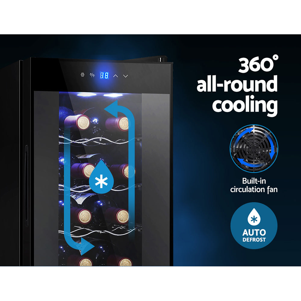 Mini Wine Cooler 12 Bottle Thermoelectric Fridge Storage Chiller - Black Homecoze