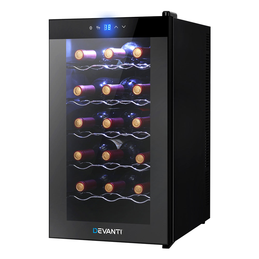 Compact Wine Cooler 18 Bottle Thermoelectric Fridge Storage Chiller - Black Homecoze
