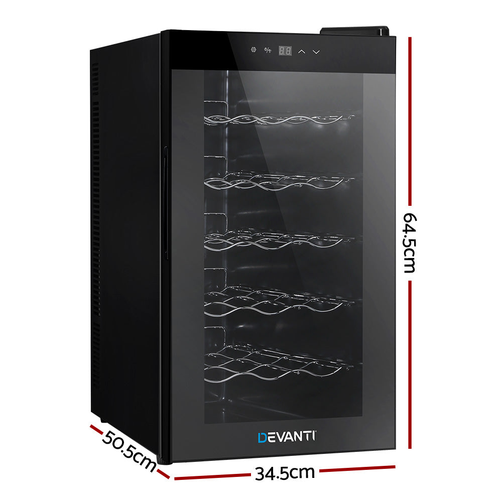 Compact Wine Cooler 18 Bottle Thermoelectric Fridge Storage Chiller - Black Homecoze
