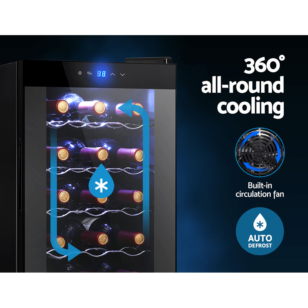 Compact Wine Cooler 18 Bottle Thermoelectric Fridge Storage Chiller - Black Homecoze