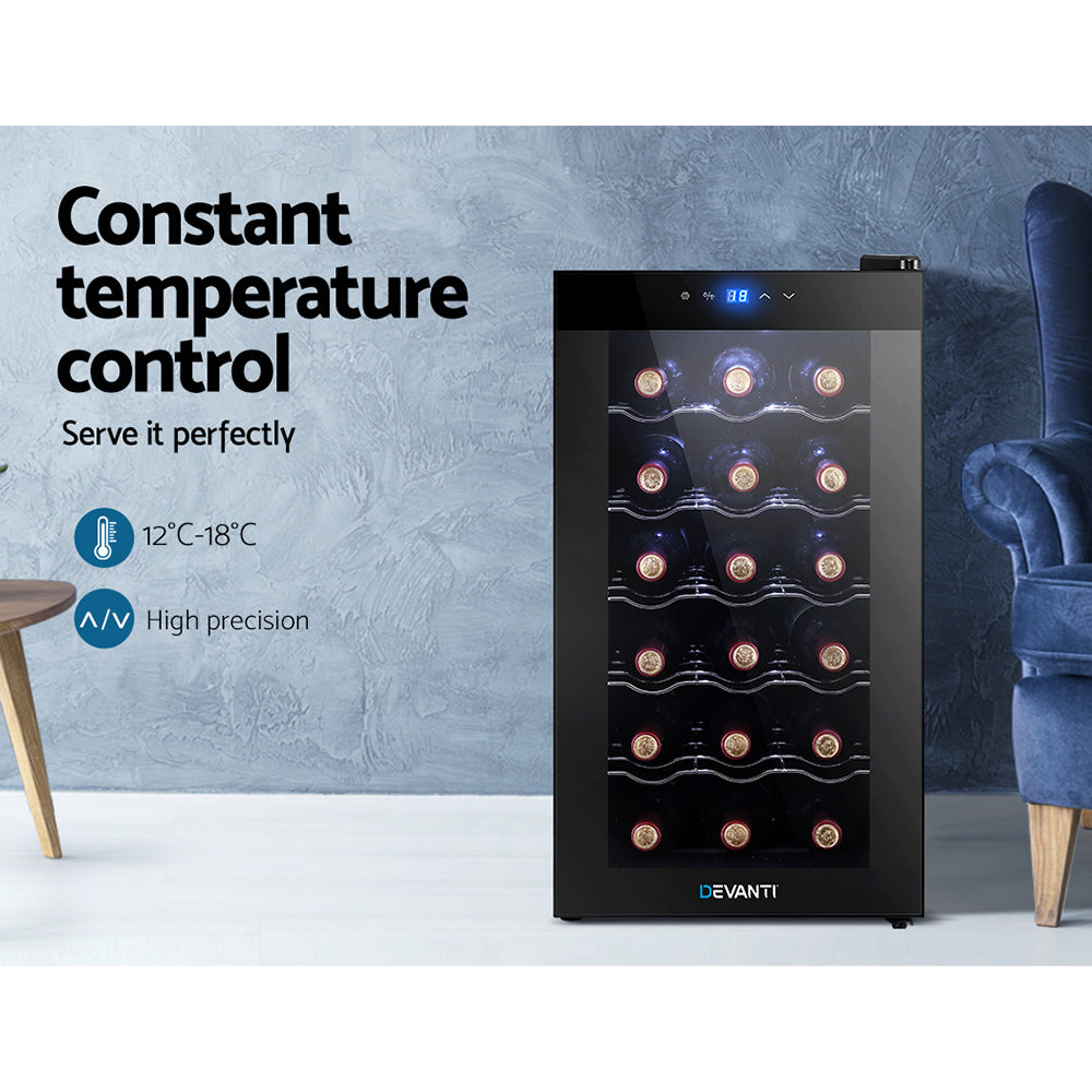 Compact Wine Cooler 18 Bottle Thermoelectric Fridge Storage Chiller - Black Homecoze