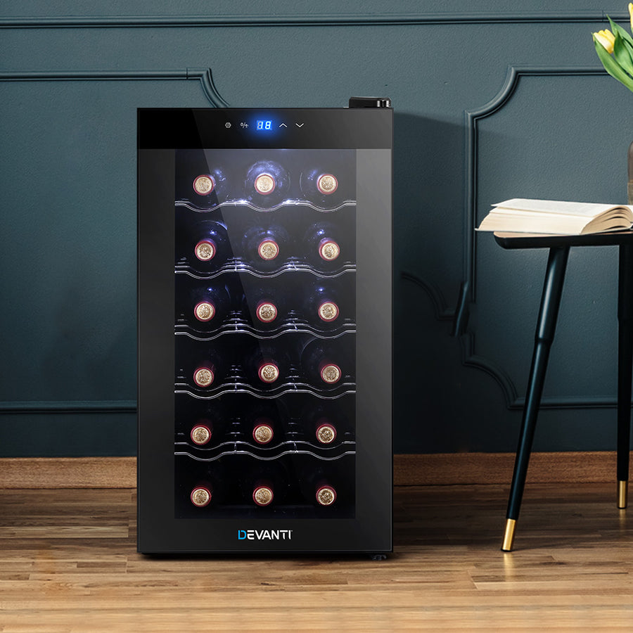 Compact Wine Cooler 18 Bottle Thermoelectric Fridge Storage Chiller - Black Homecoze Home & Living