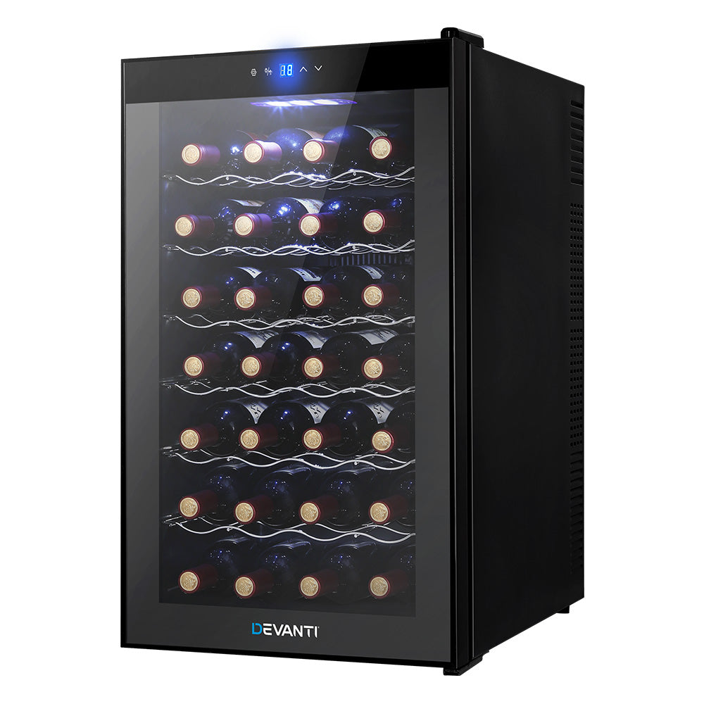 Small Wine Cooler 28 Bottle Thermoelectric Fridge Storage Chiller - Black Homecoze