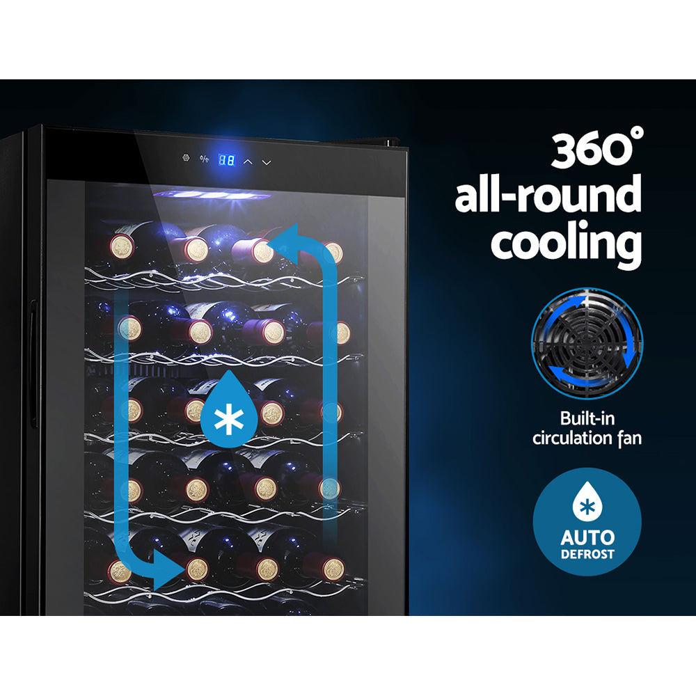 Small Wine Cooler 28 Bottle Thermoelectric Fridge Storage Chiller - Black Homecoze