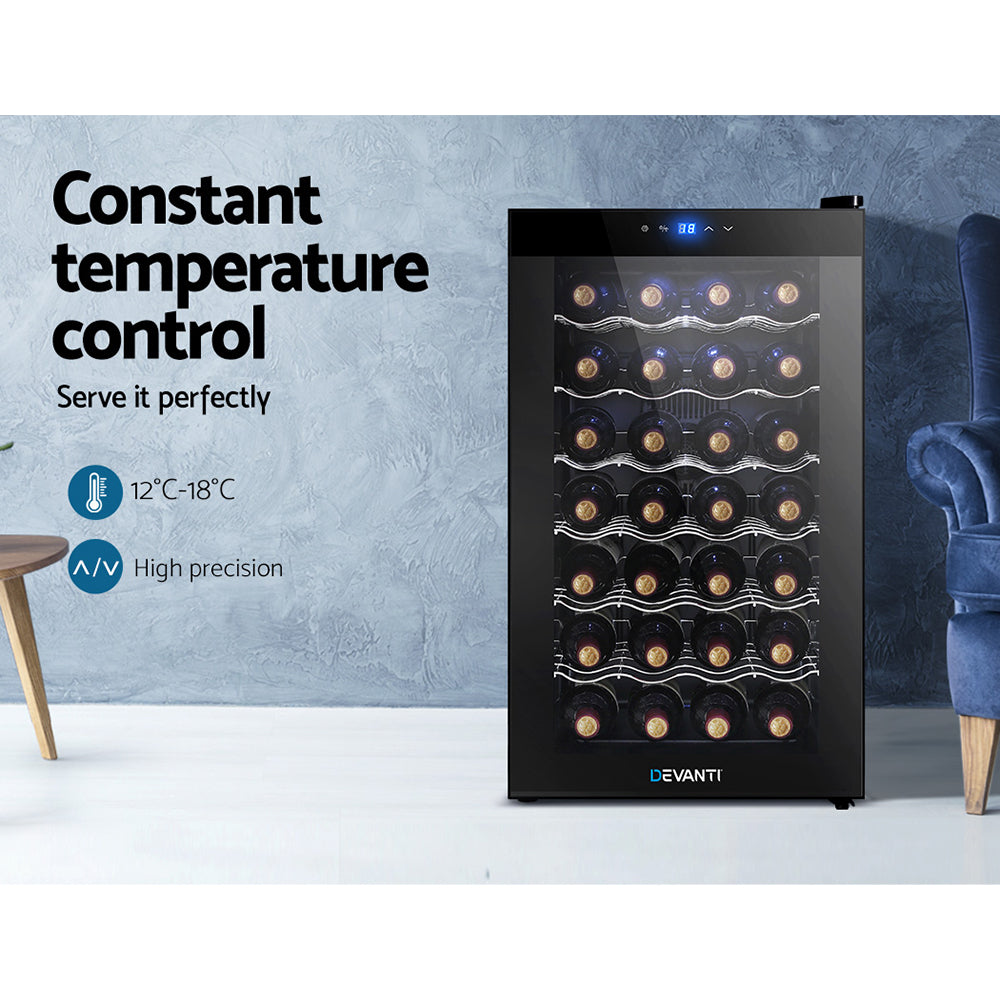 Small Wine Cooler 28 Bottle Thermoelectric Fridge Storage Chiller - Black Homecoze