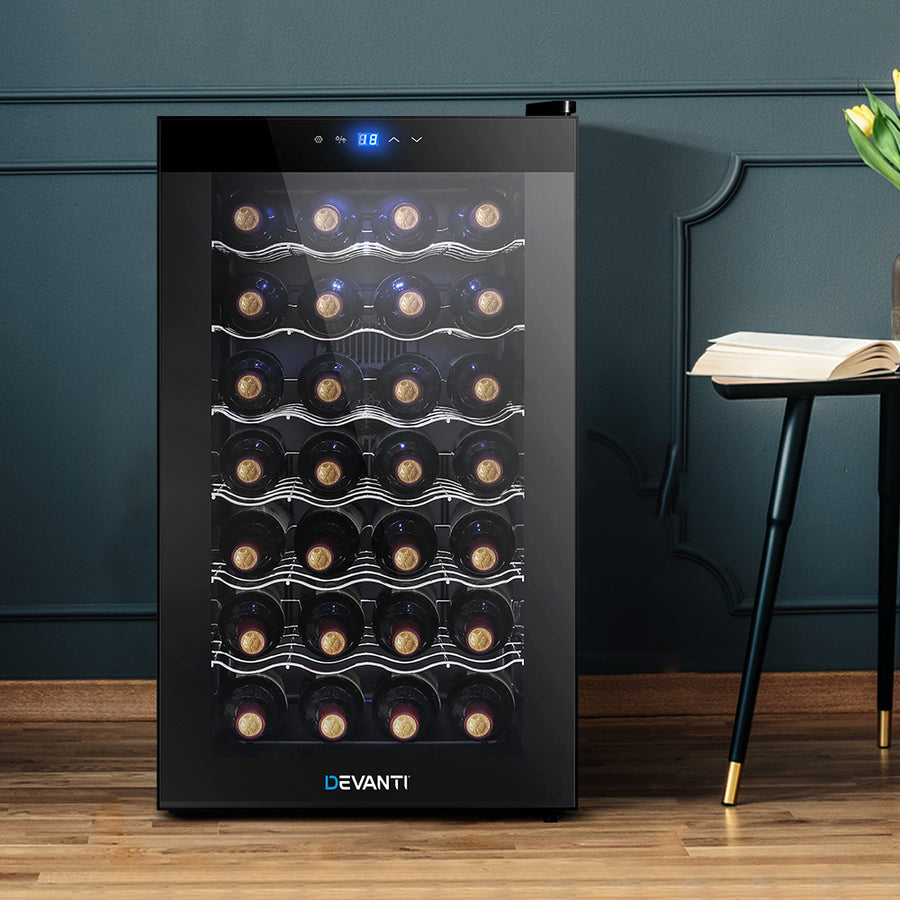 Small Wine Cooler 28 Bottle Thermoelectric Fridge Storage Chiller - Black Homecoze