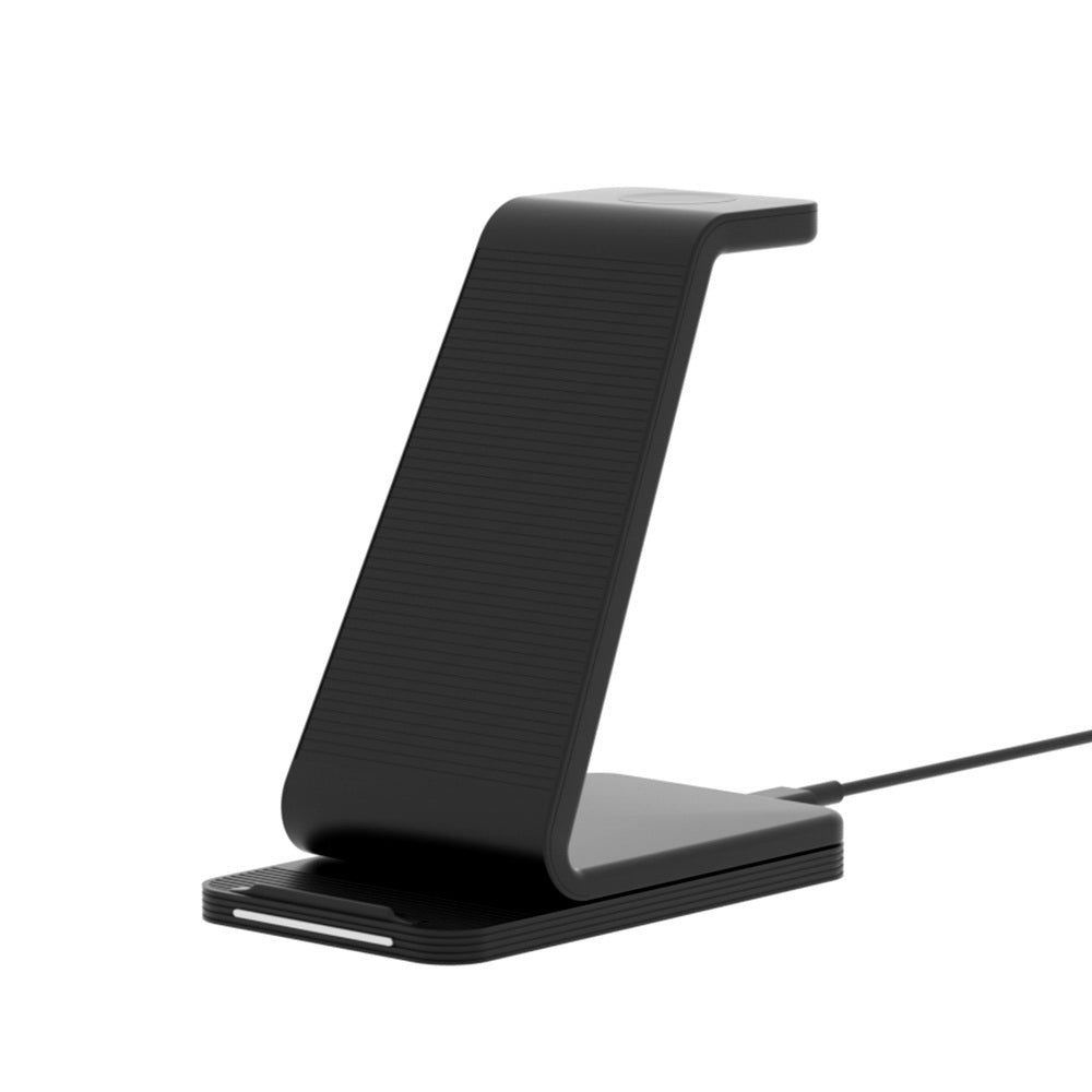 3-in-1 Wireless Charger Stand 15W Fast Charge for iPhone, Apple Watch, Airpods - Black Homecoze