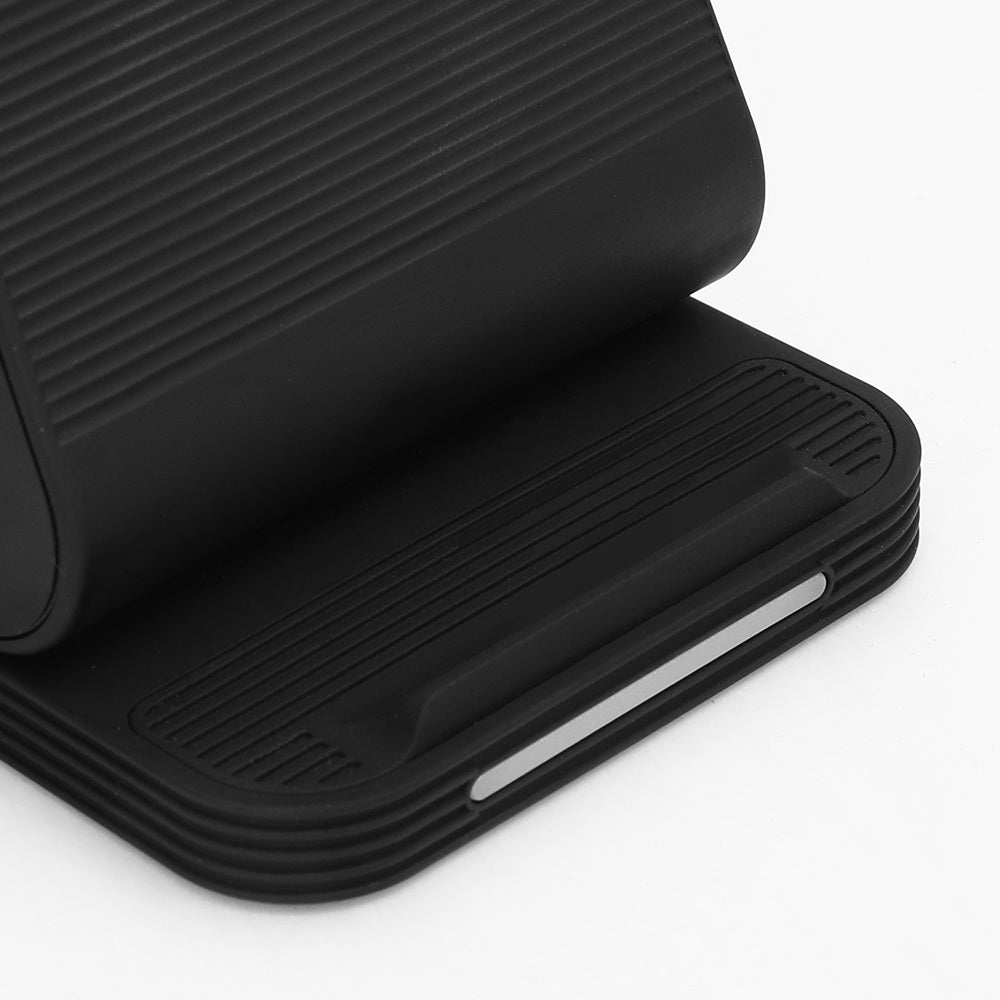 3-in-1 Wireless Charger Stand 15W Fast Charge for iPhone, Apple Watch, Airpods - Black Homecoze