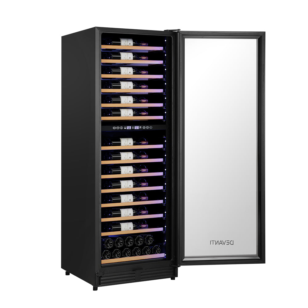 Wine Cooler Fridge 128 Bottle Dual Zone Storage Chiller - Black