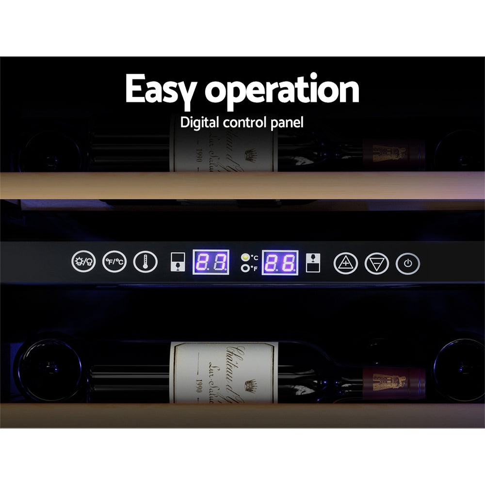 Wine Cooler Fridge 128 Bottle Dual Zone Storage Chiller - Black