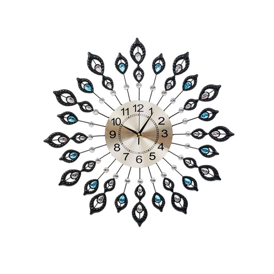 60CM Peacock Round Crystal Luxury Wall Clock Large 3D Modern Homecoze