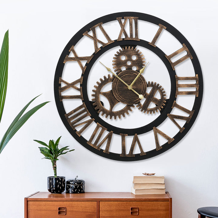 Wall Clock 80CM Large Modern Vintage Retro Luxury Art Metal Home Décor Homecoze