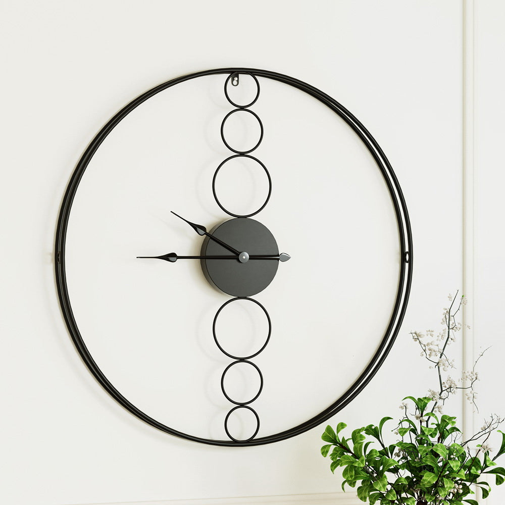 75CM Wall Clock No Numeral Large Round Metal Luxury Home Décor Black - Homecoze