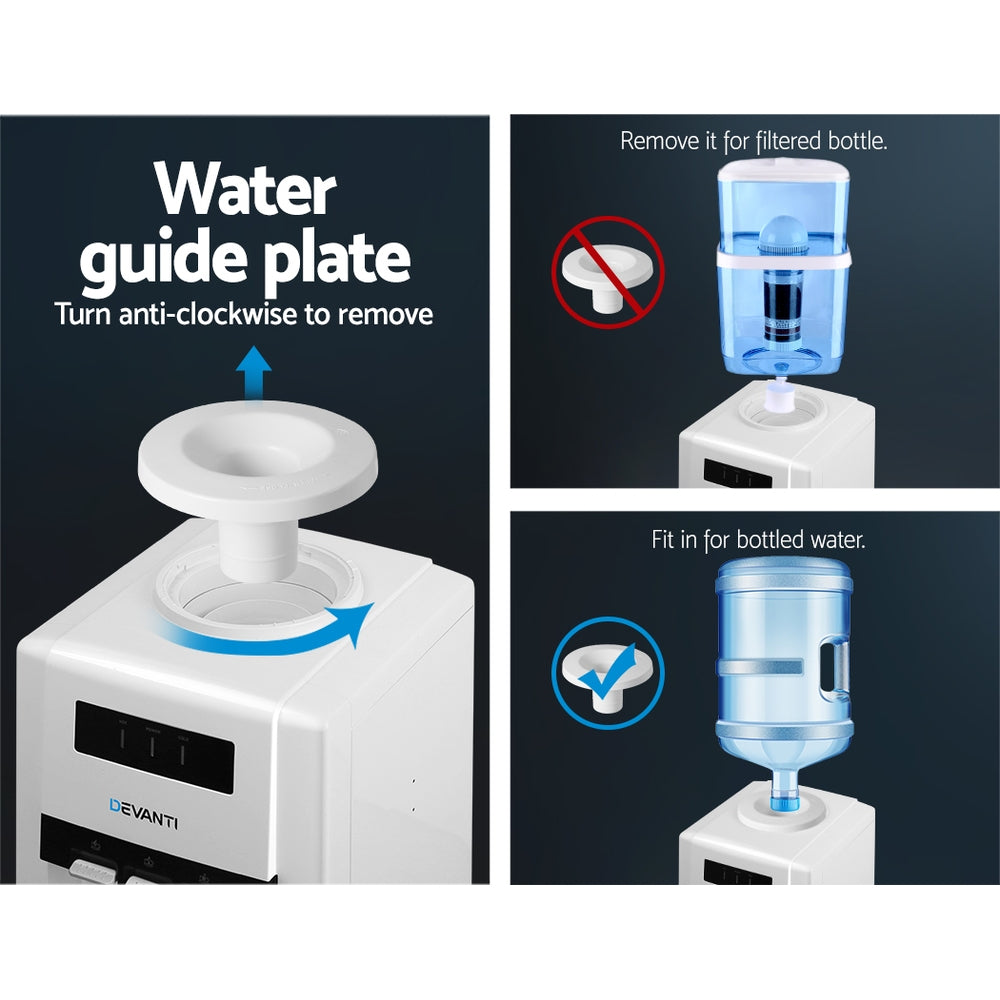 22L Bench Top Water Cooler Dispenser Three Tap Hot/Cold/Room Temp with Purifier Filter Homecoze