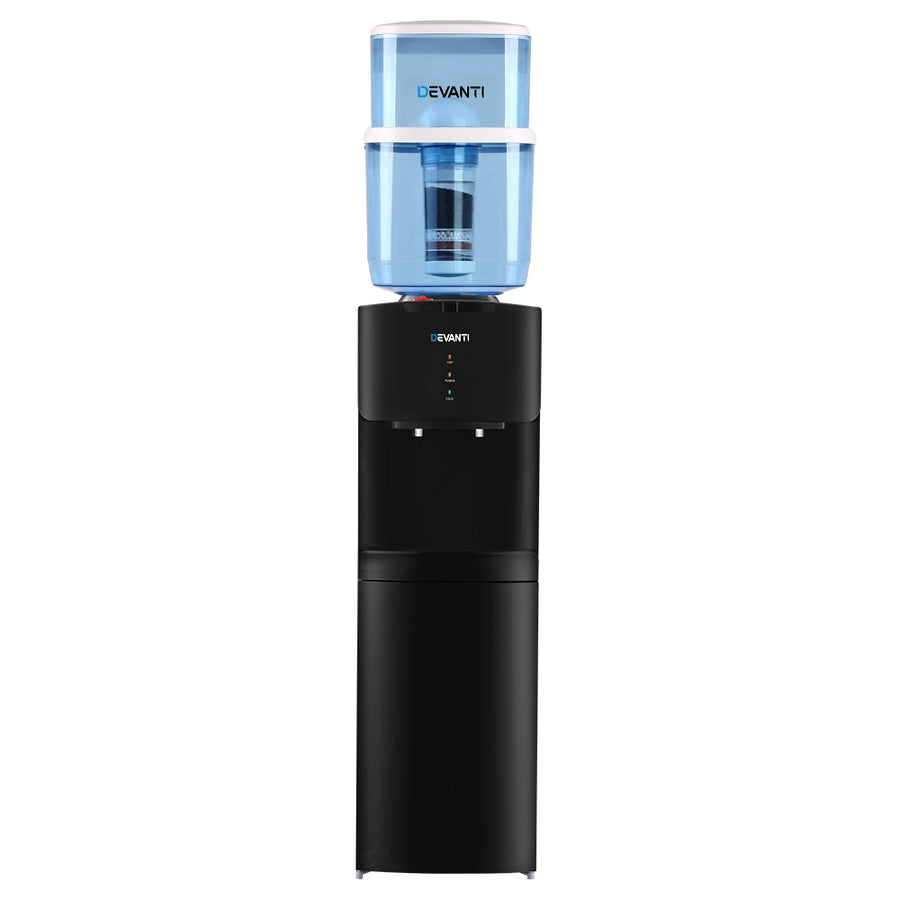 22L Standing Water Cooler Dispenser Two Tap Hot/Cold with Purifier Filter - Black Homecoze