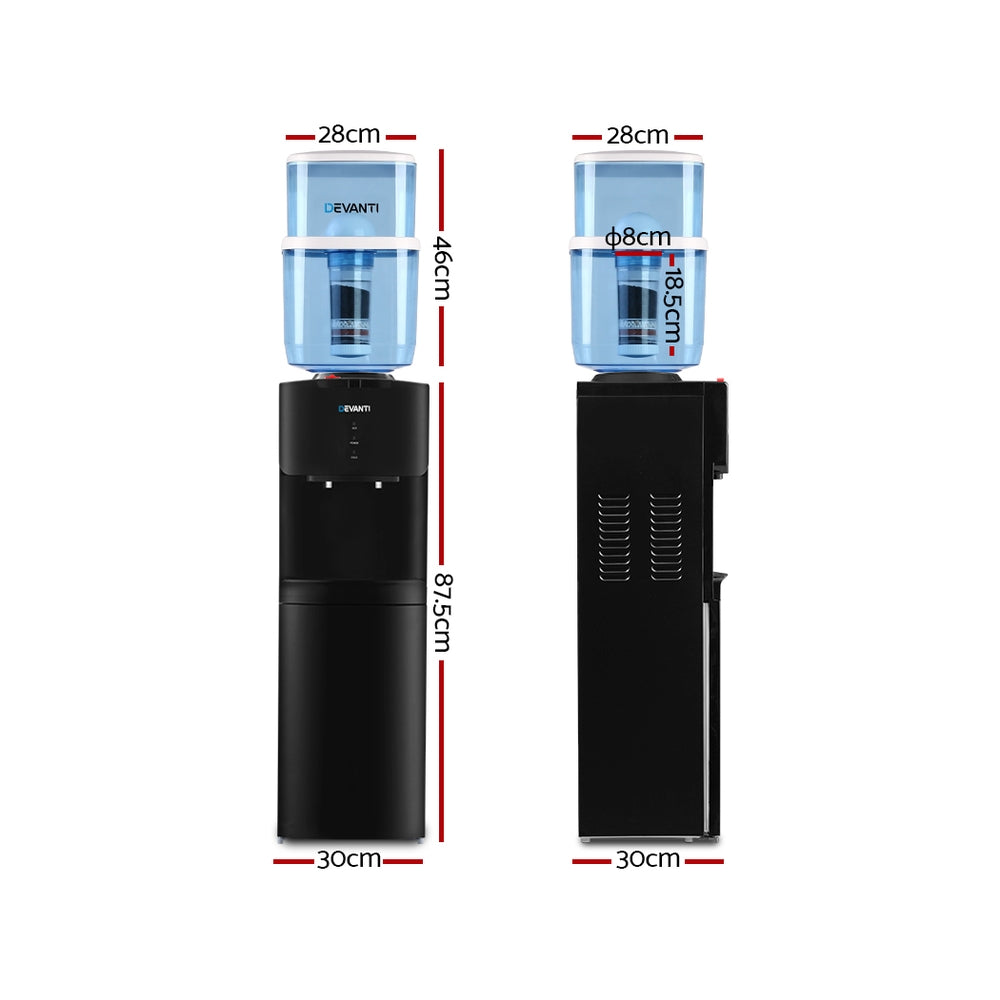 22L Standing Water Cooler Dispenser Two Tap Hot/Cold with Purifier Filter - Black Homecoze
