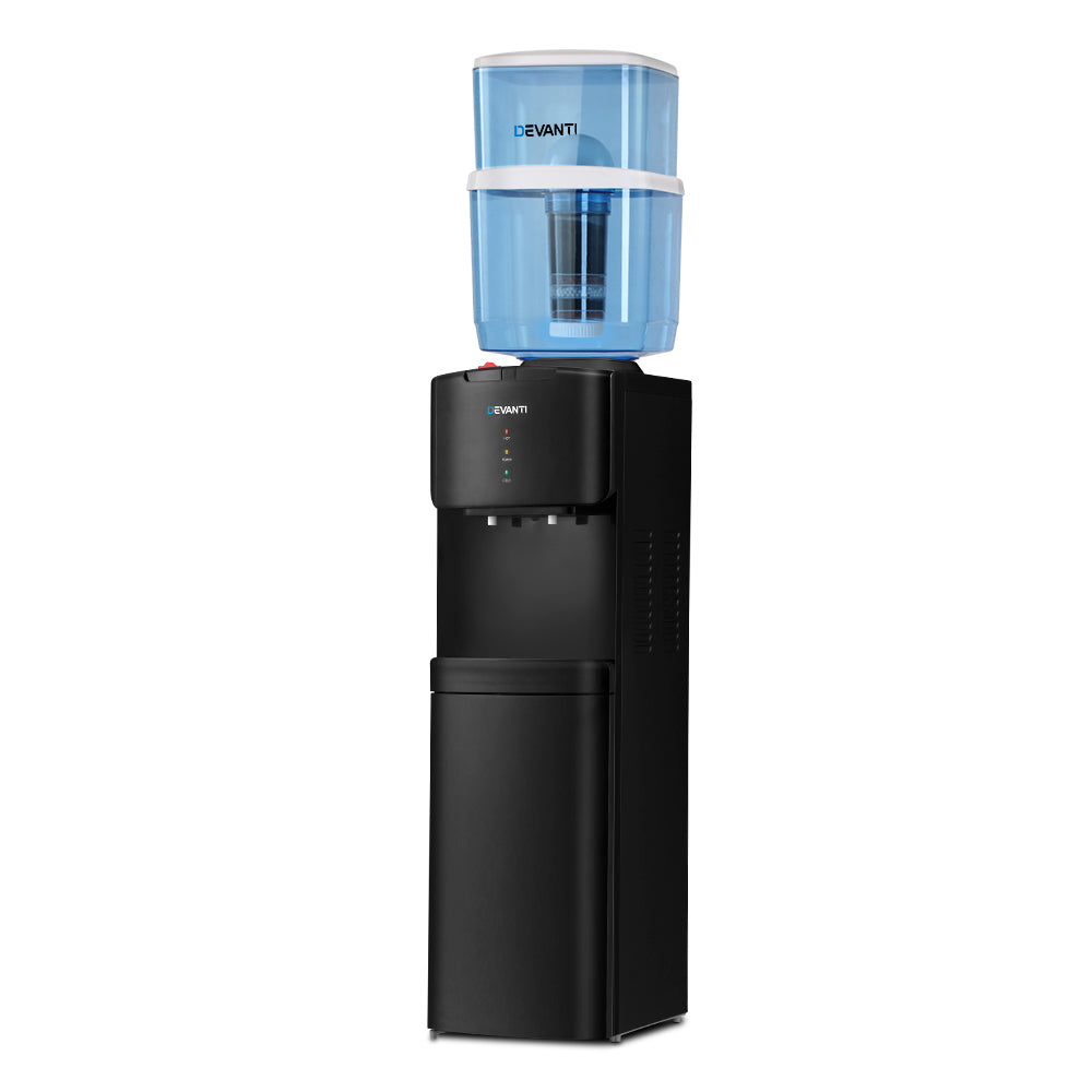 22L Standing Water Cooler Dispenser Two Tap Hot/Cold with Purifier Filter - Black Homecoze