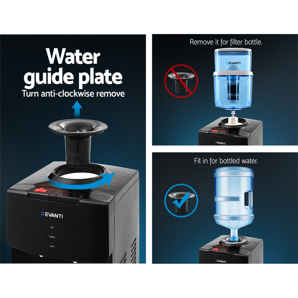 22L Standing Water Cooler Dispenser Two Tap Hot/Cold with Purifier Filter - Black Homecoze