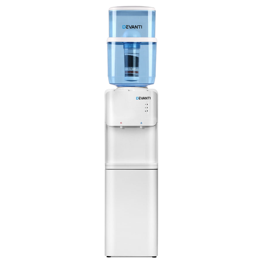 22L Standing Water Cooler Dispenser Two Tap Hot/Cold with Purifier Filter - White Homecoze