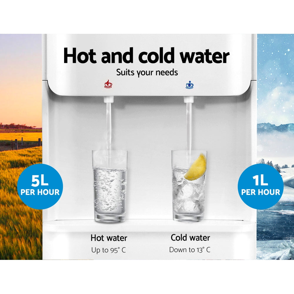 22L Standing Water Cooler Dispenser Two Tap Hot/Cold with Purifier Filter - White Homecoze