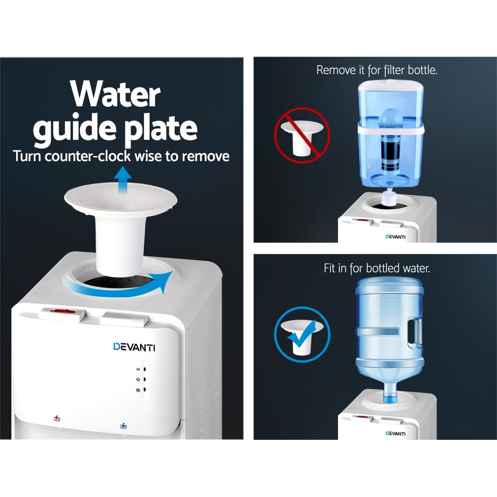 22L Standing Water Cooler Dispenser Two Tap Hot/Cold with Purifier Filter - White Homecoze
