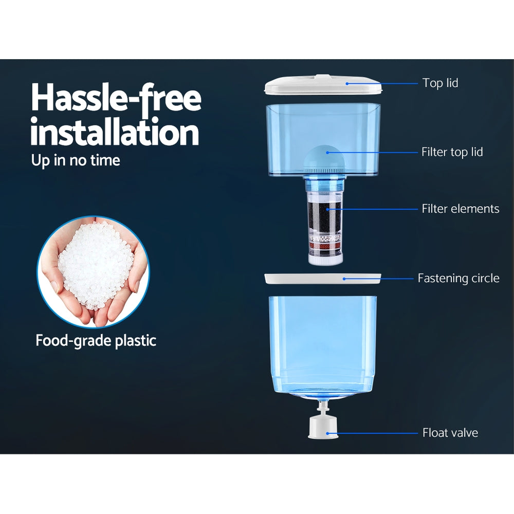 22L Replacement Water Cooler Dispenser Bottle Container with 6 Stage Filtration Homecoze