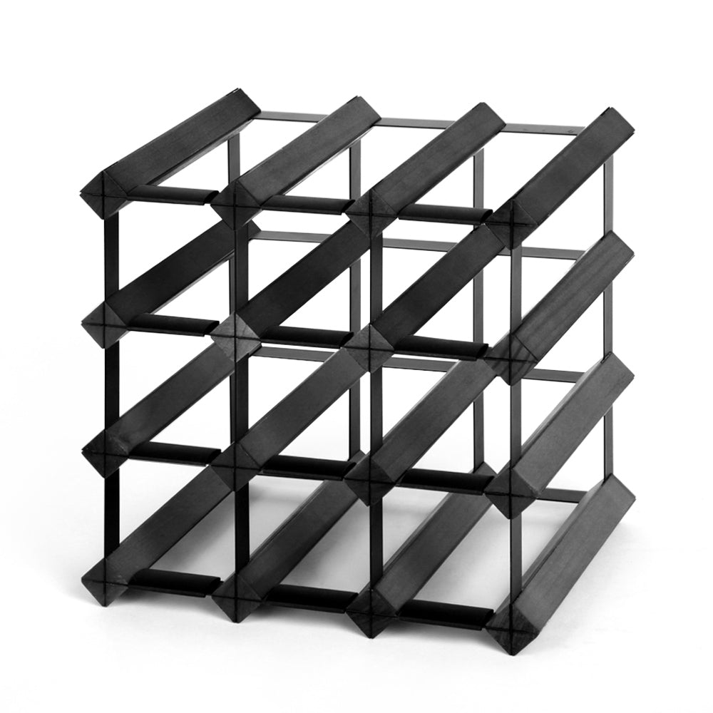 12 Bottle Wine Rack Wooden Wall Storage Cellar Organizer - Black Homecoze