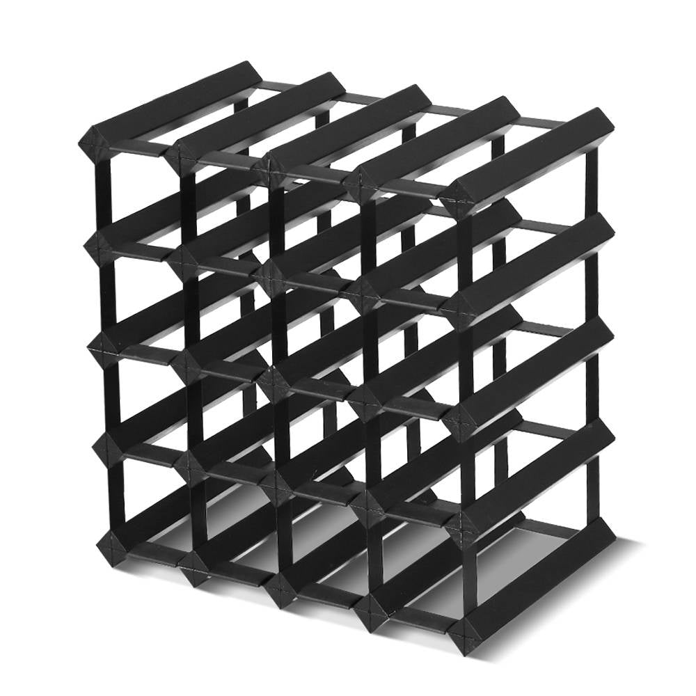 20 Bottle Wine Rack Wooden Wall Storage Cellar Organizer - Black Homecoze