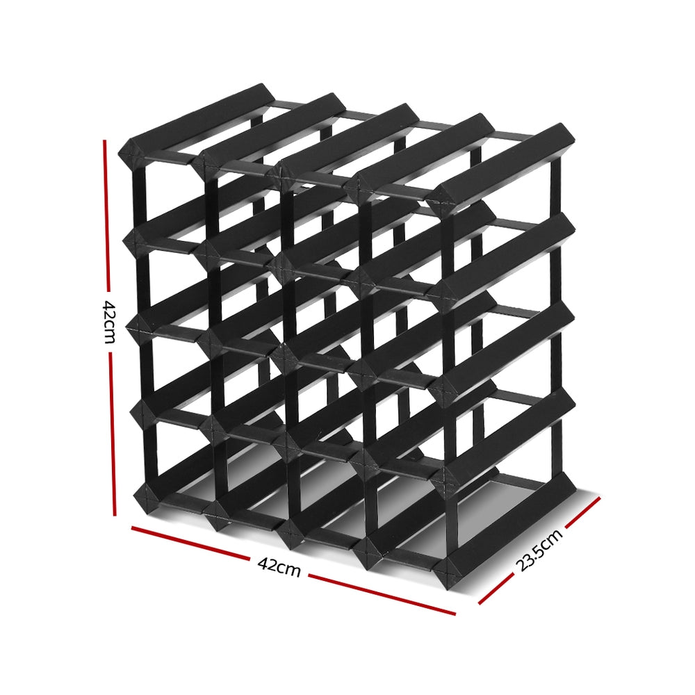 20 Bottle Wine Rack Wooden Wall Storage Cellar Organizer - Black Homecoze