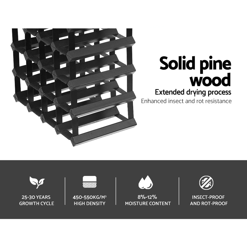 20 Bottle Wine Rack Wooden Wall Storage Cellar Organizer - Black Homecoze