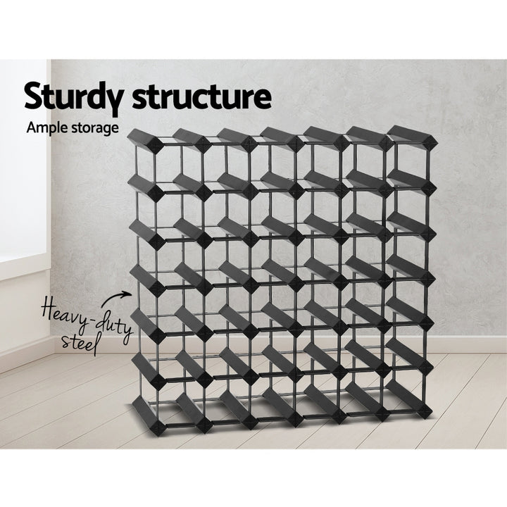 42 Bottle Wine Rack Wooden Wall Storage Cellar Organizer - Black Homecoze