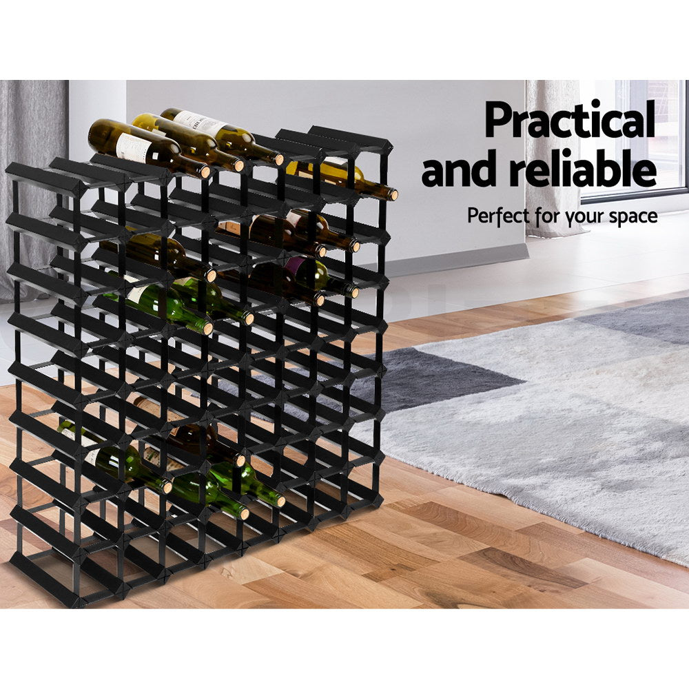 72 Bottle Wine Rack Wooden Wall Storage Cellar Organizer - Black Homecoze