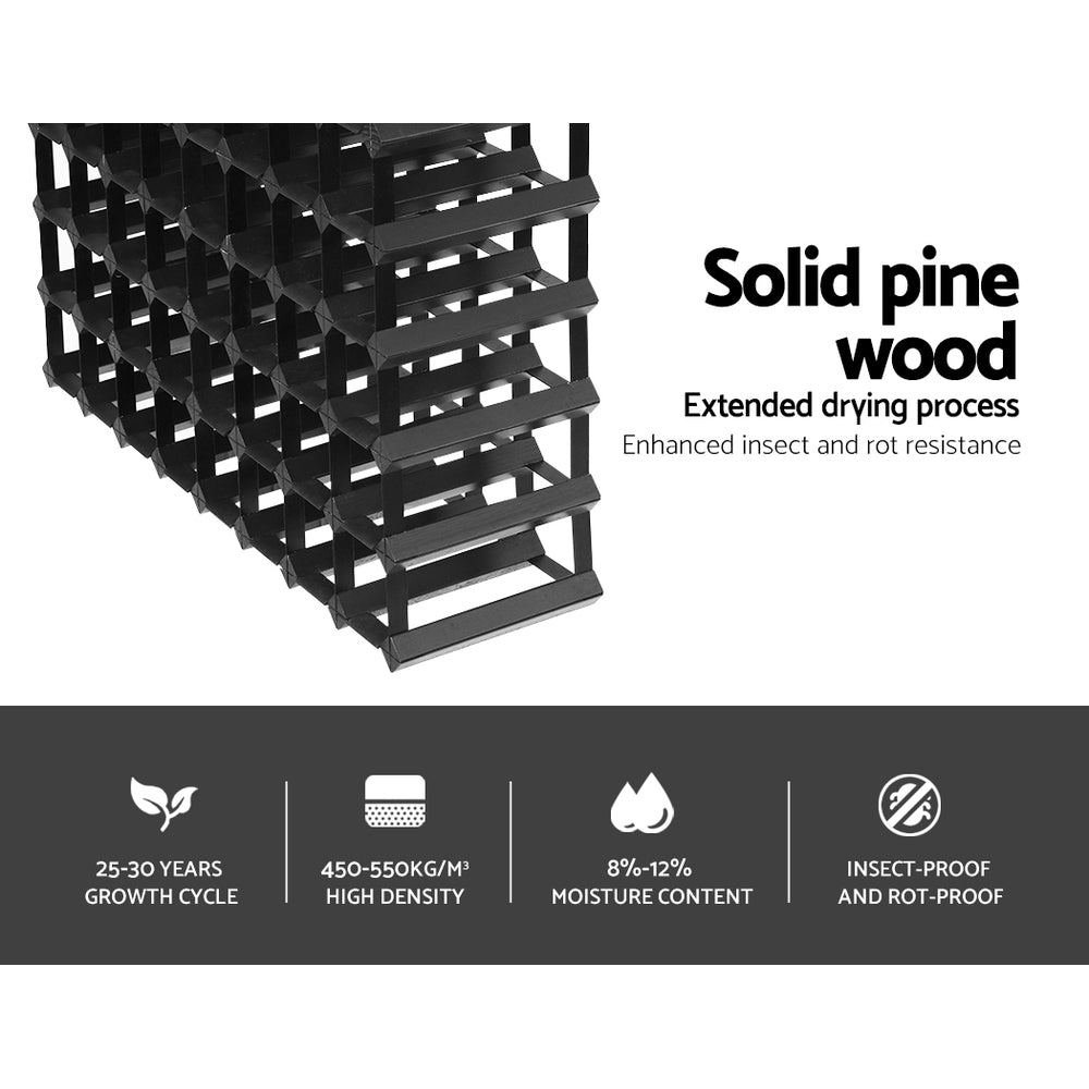 72 Bottle Wine Rack Wooden Wall Storage Cellar Organizer - Black Homecoze