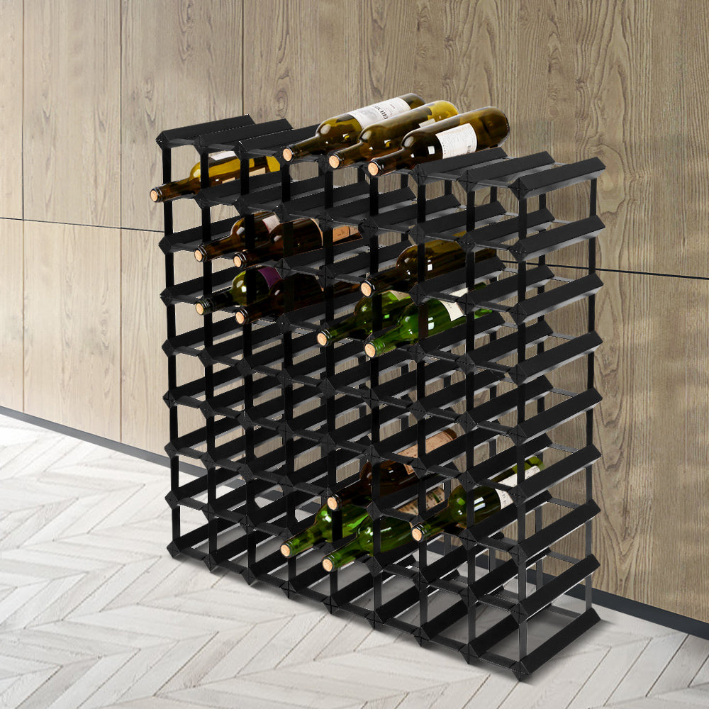 72 Bottle Wine Rack Wooden Wall Storage Cellar Organizer - Black Homecoze