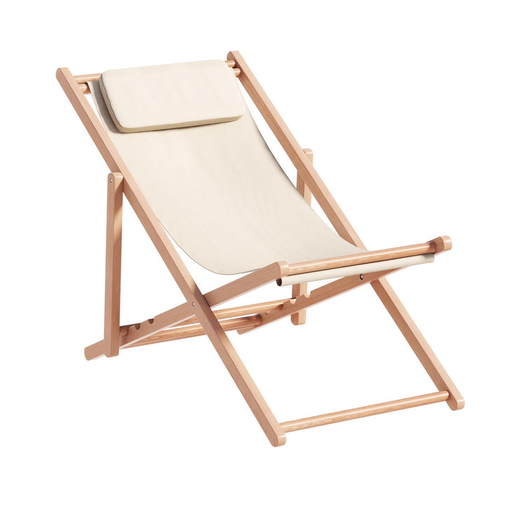 Folding Wooden Beach Chair - Beige