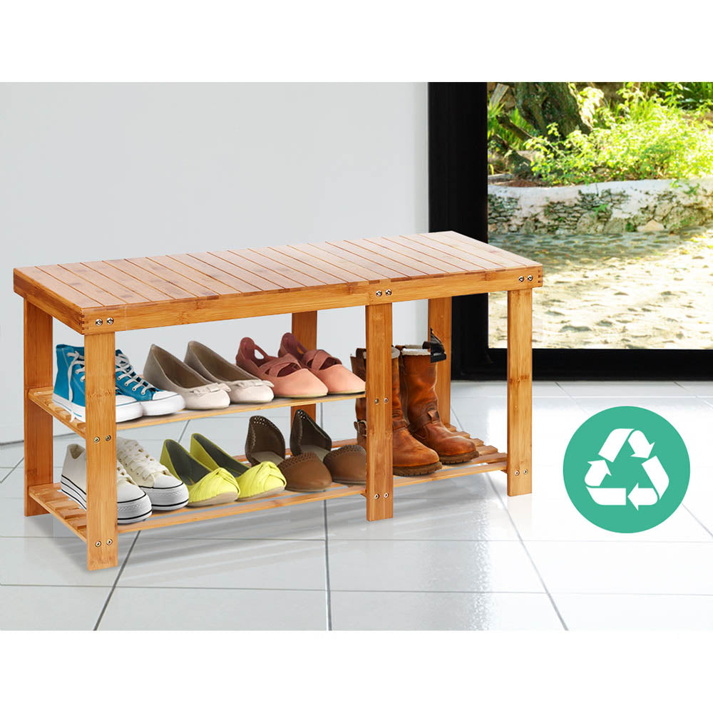 Bamboo 2-1 Shoe Rack Bench Homecoze