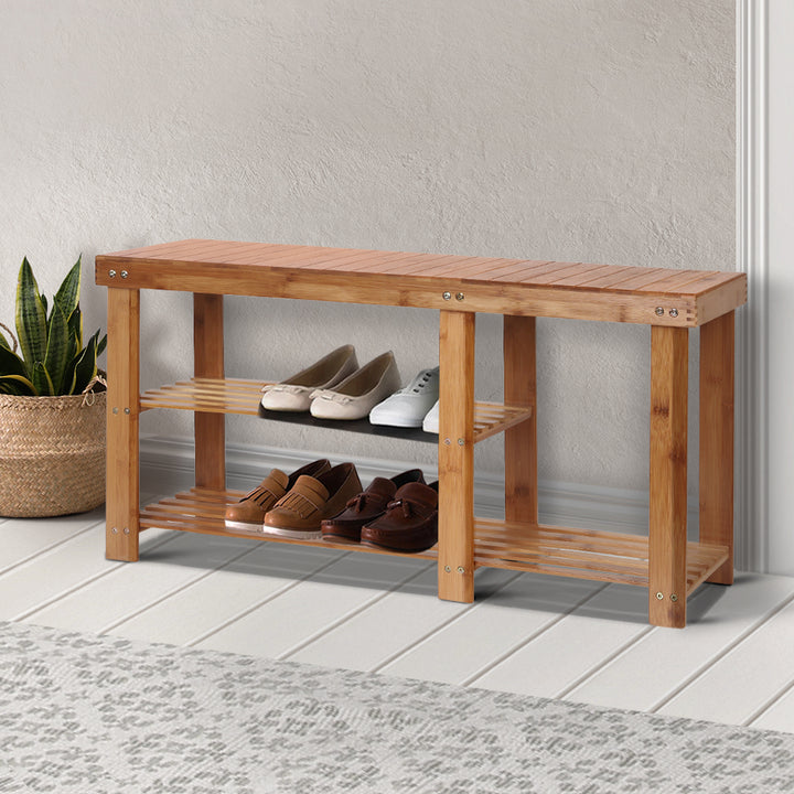 Bamboo 2-1 Shoe Rack Bench Homecoze