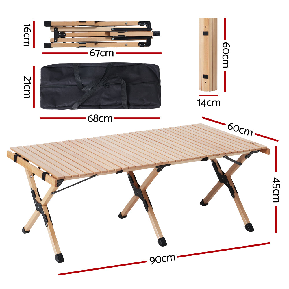 Portable Wooden Picnic Camping Fold Up Table - 120CM Homecoze