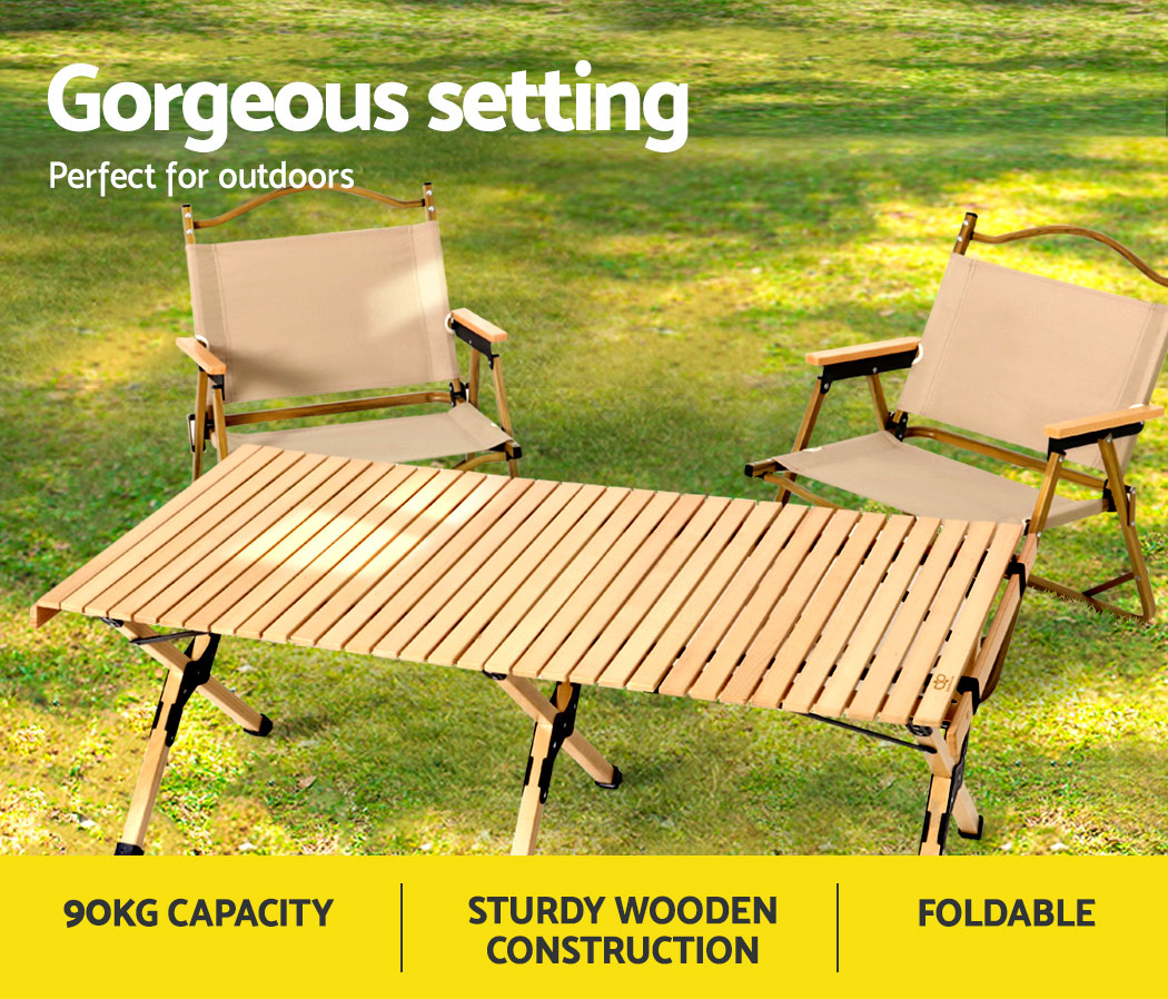 Portable Wooden Picnic Camping Fold Up Table - 120CM Homecoze